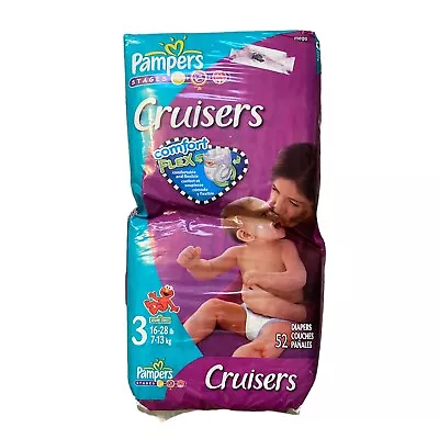 Vtg 2009 Pampers Cruisers Diapers Sesame Street Size 3 52-Pack New Sealed • $149.99