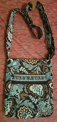 Vera Bradley Java Blue Hipster Crossbody Purse Shoulder Bag Brown Floral 11x11  • $23