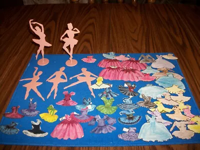 Vintage Ballerina  Set Of 5 Plastic Dolls With Paper Clothes • $6.99