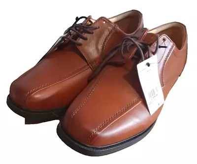 New With Tags M & S Air Flex Mens Shoes Size 9 Extra Wide Fit Tan Lace Ups • £24.99