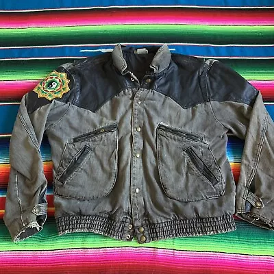 Vintage 80s Guess Marty McFly GEORGES MARCIANO Denim Leather Jacket Size XL • $179.99