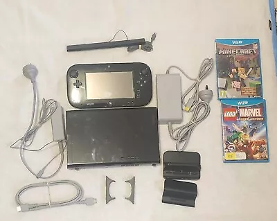 Nintendo Wii U Console Black 32gb Bundle PAL - Tested Working • $180