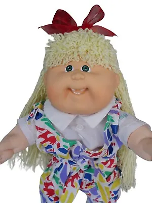 Cabbage Patch Kids Hasbro Head Mold 19 Smiley Face Green Eyes Crimped Hair 1989 • $299