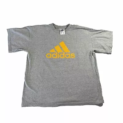 Vintage Adidas Men's Gray Yellow Black Short Sleeve T-Shirt Made In USA - L • $19.99