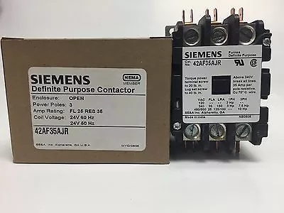 Siemens Furnas 42AF35AJR Definite Purpose Contactor 24V Coil 3 Pole 25A New • $59.99