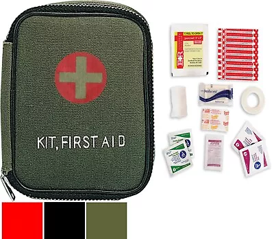 Mini Tactical First Aid Kit Canvas Travel Pouch With 15 Essential First Aid Kit • $14.99