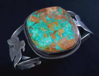 Vintage Navajo Bracelet - Coin Silver And Turquoise • $389