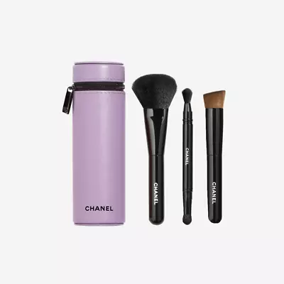 CHANEL Codes Couleur Limited Edition Brush Set Leather Case & Pouch IMMORTELLE • £295