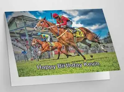 PERSONALISED Horse Racing Birthday Card - Cards Inspired - With Envelope • £2.99