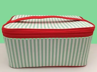 Clinique Vanity/ Makeup Case White & Green Stripe With Red Trim • £7.95