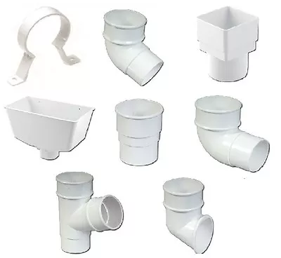 Rainwater Pipe Accessories - White Round Pipe - White Downpipe Parts • £10.65