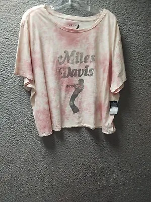 Lucky Brand Miles Davis Cropped Shirt 2XL Pink Tie Dye T-Shirt Top NWT 0247 • £23.51