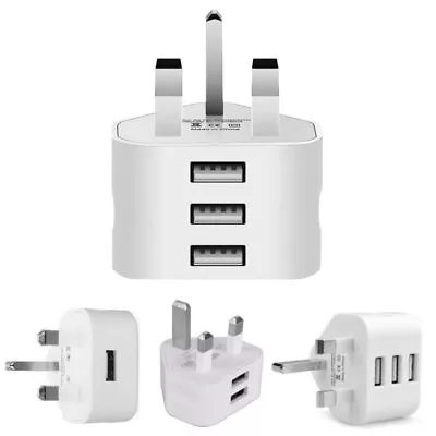 Universal UK Plug 3Pin Wall Charger Adapter With 1/2/3 USB Ports Charging Charge • £2.64