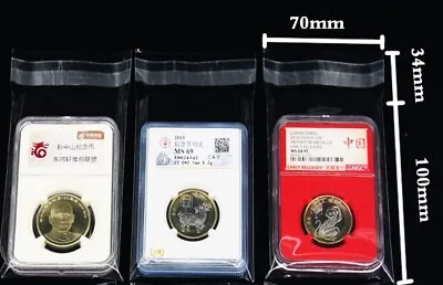 200 Coin Slab Holder Protective Sleeves (10 Cmx 7cm) Self Adhesive For PCGS NGC • $9.99