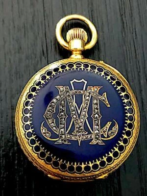 $3750 • Buy Vacheron Constantin Half Hunter 18k Pocket Watch W/diamonds And Enamel.