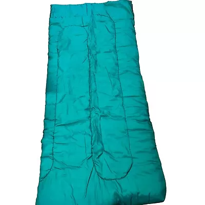 Vintage COLEMAN Green Lined Green Sleeping Bag Camping Hiking Made USA • $55