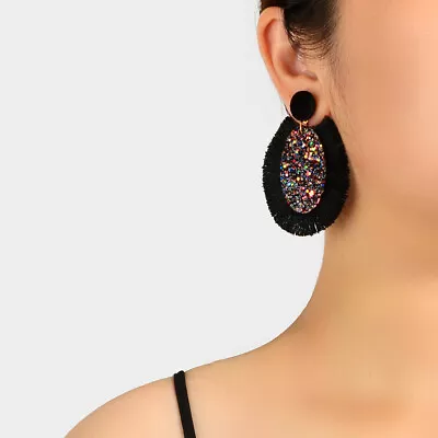 $1.99 • Buy Large Bohemian Style Glitter Earrings Vintage Trendy Dangle Pendant Stud Jewelry