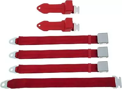 1964-67 Mopar B-Body Front Bench Red Front Seat Belt Set With Chrome Lift Latch • $290.29