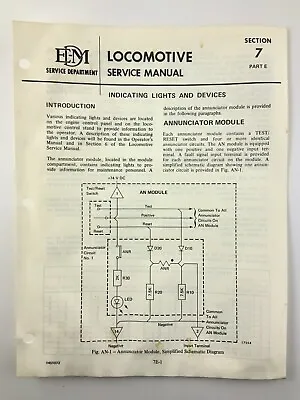 $32.50 • Buy Indicating Lights 1972 EMD Electro Motive Division SD40-2 Locomotive Manual X044