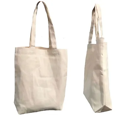 Canvas Cotton Reusable Grocery Shopping Tote Bags Gusset Natural Travel Gym Yoga • $11.95