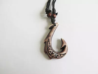 Wholesale Lot 12pcs Tribal Yak Bone Maori Style Fish Hook Pendant Necklace • $11.99