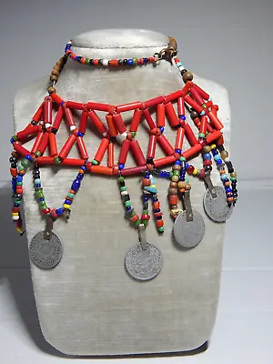 Vintage Tribal Jewelry Berber Necklace With Old Circulated Coin From Morocco • $88