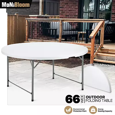 White[5.5 FT FOLDING ROUND DINING TABLE]Outdoor Wedding Party Event Plastic Desk • $241.99