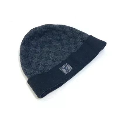 Louis Vuitton M70009 Knit Beanie Hat Petit Damier Graphite Wool Used • $314