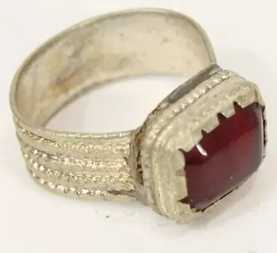 Vintage Ottoman Empire Style Red Stone Ring Middle Eastern Decorations Old 8 • $72