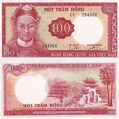 Viet Nam Vietnam South 100 Dong ND 1966 P 19a UNC Watermark Dragon NR • $4.25