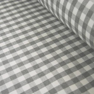 £8 • Buy French Linen Oilcloth Grey Gingham 10mm Check Machine Washable Table Cloth