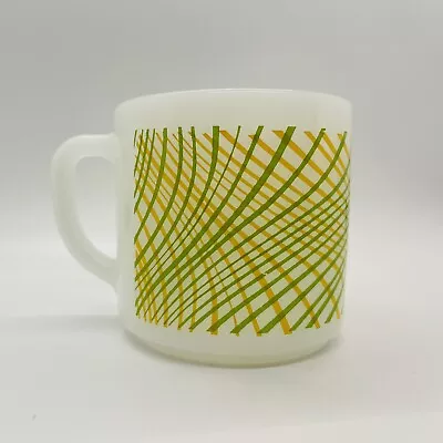 Vintage FEDERAL Milk Glass Retro MCM Coffee Mug Cup Yellow/Green USA VTG • $12.99