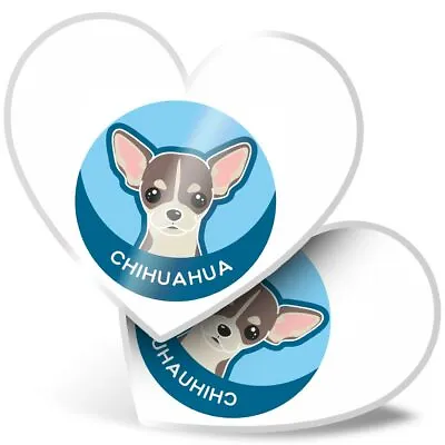 £3.99 • Buy 2 X Heart Stickers 10 Cm - Chihuahua Cartoon Cute Dog Face  #5984