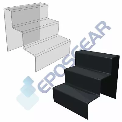£9.99 • Buy 3 Step Tier Clear Black White Acrylic Perspex Retail Counter Display Riser Stand