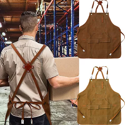 Woodworking Apron With 10 Tool Pockets Heavy Duty Work Apron Waterproof BdxMS • $26.89