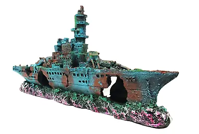 $23.49 • Buy Aquarium Decoration Sunken Ship Battleship Ornament Fish Tank Shipwreck Decor