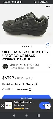 SKECHERS MEN SHOES SHAPE-UPS XT COLOR BLACK 52000/BLK Sz 8 US • $22