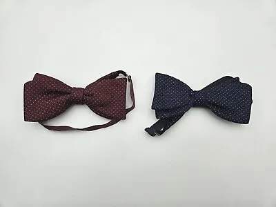 Lot Of 2 Adjustable Polka Dot Bow Ties Burgundy And Blue Ships Free • $13.99