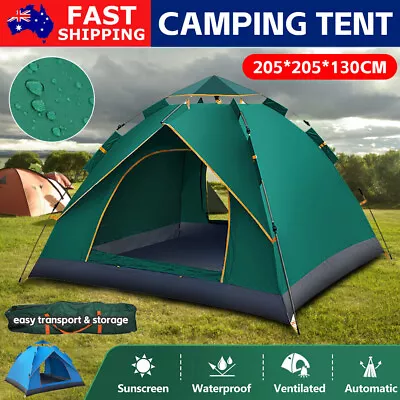 Camping Tent 3-4 Person Auto Quick Pop Up Family Hiking Beach Sun Shade Camp Set • $49.95