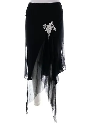 Maria Grachvogel Designer  Size 34 Black Midi A-Line Skirt Asymmetrical Embroide • £58.19