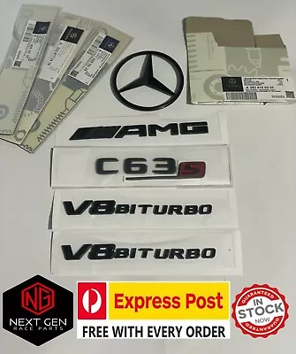 Mercedes AMG C63S V8 BITURBO Gloss Black Trunk Emblem Badge Kit C205 W205 S205 A • $94.99