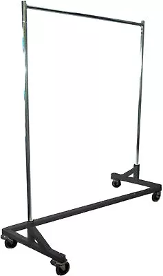 5' Foot Adjustable Height Commercial Single-Rail Rolling Z Rack Chrome & Black • $121.18