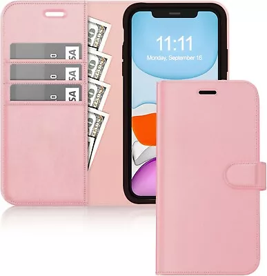 For IPhone 15 14 13 12 11 Pro Max Mini XS XR Leather Flip Wallet Case Card Cover • $9.89