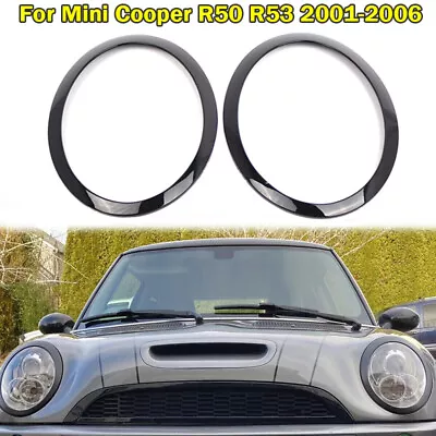 63126917835 Gloss Black Headlight Trim Ring Fit For Mini Cooper R50 2001-2006 2x • $43.29