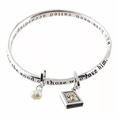 Dicksons Romans 8:28 Mobius Women's Silver-Plated Bangle Bible Charm Bracelet • $21