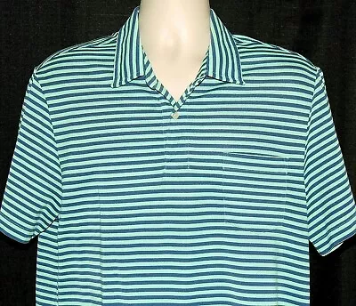Vineyard Vines Performance Green With Blue Stripes Chest Pocket Polo Shirt Sz XL • $12.98