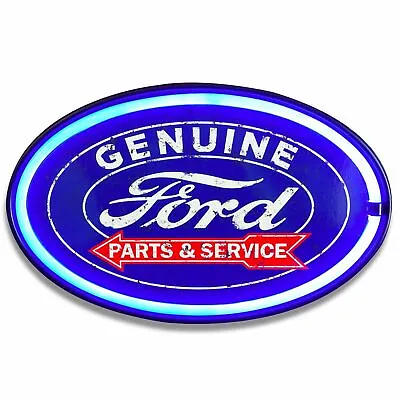 Ford LED Neon Lighted Sign 16  Oval W/ Lights Decor For Bar Garage Man Cave • $39.99