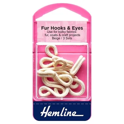 £6.66 • Buy Hemline Fur Hooks And Eyes - Beige - Size 3 - 3 Sets