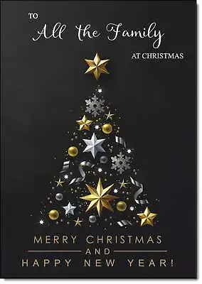 Doodlecards To All The Family Christmas Card Black Abstract Christmas Tree • £3.49