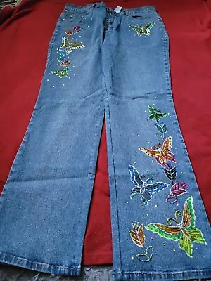 DG2 Sequin & Beaded Butterflies Jeans-14- • $45